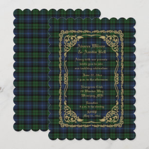 Black Watch Uråldrig Tartan Med Guldram Inbjudningar