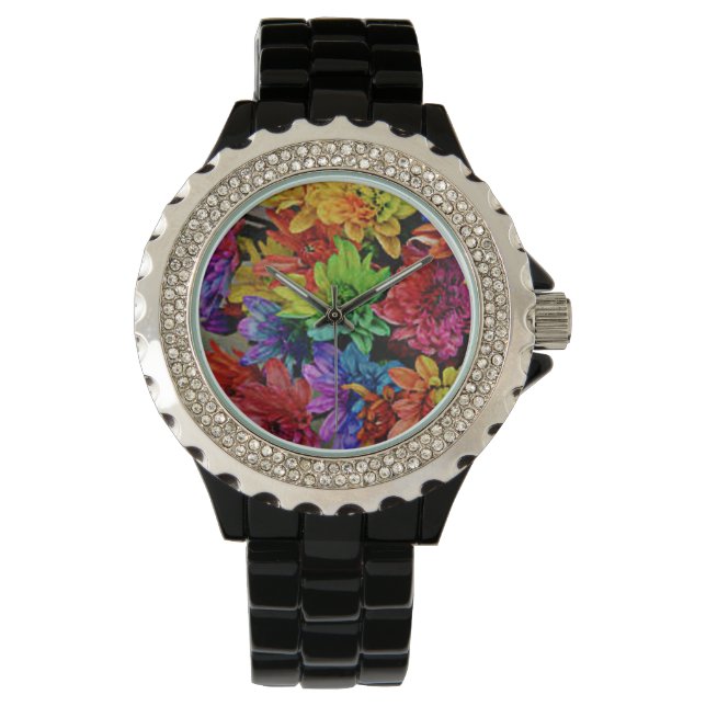 Black Watch w/Multi-Färgad Flowers Armbandsur (Framsida)
