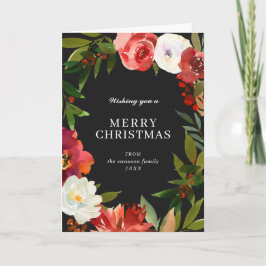 Black Watercolor Greenery Wandey Jul Helgkort