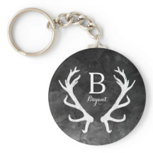 Black Watercolor och Rustic Hjort Antlers Monogram