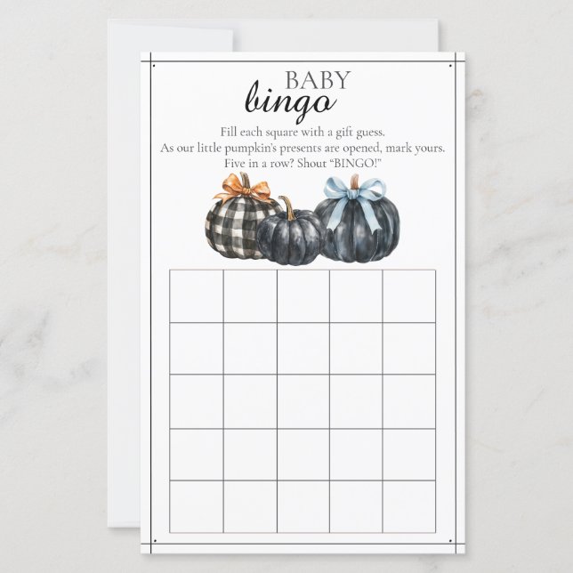 Black Watercolor Pumpkins Baby Shower Bingo Game (Framsida)