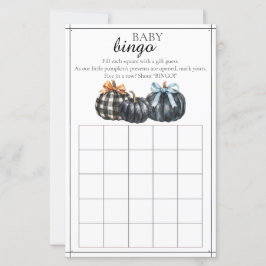 Black Watercolor Pumpkins Baby Shower Bingo Game