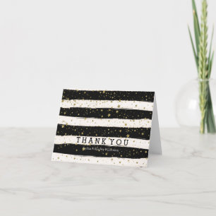 Black Watercolor Rand Guld Stars Tack Kort