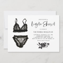 Black Watercolor Snöre Lingerie Möhippa Inbjudningar