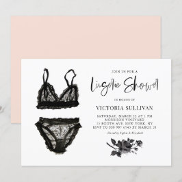 Black Watercolor Snöre Lingerie Möhippa Inbjudningar