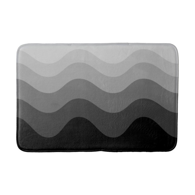 Black Wavey Rand Modern Bath Mat Badrumsmatta (Framsidan)