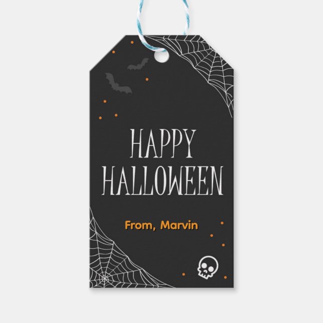 Black Webben Halloween Gift Märkre Presentetikett (Framsidan)