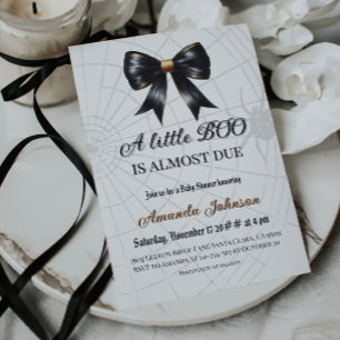 Black Webben Halloween Little Boo Bow Baby Shower Inbjudningar