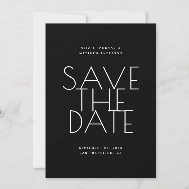 Black Wedding | Clean Typography Photo & QR Code Spara Datumet (Framsida)