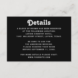 Black Wedding Details | Minimalist Information Tilläggskort