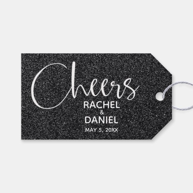 Black Wedding Favor Presentetikett (Framsidan (Horisontell))