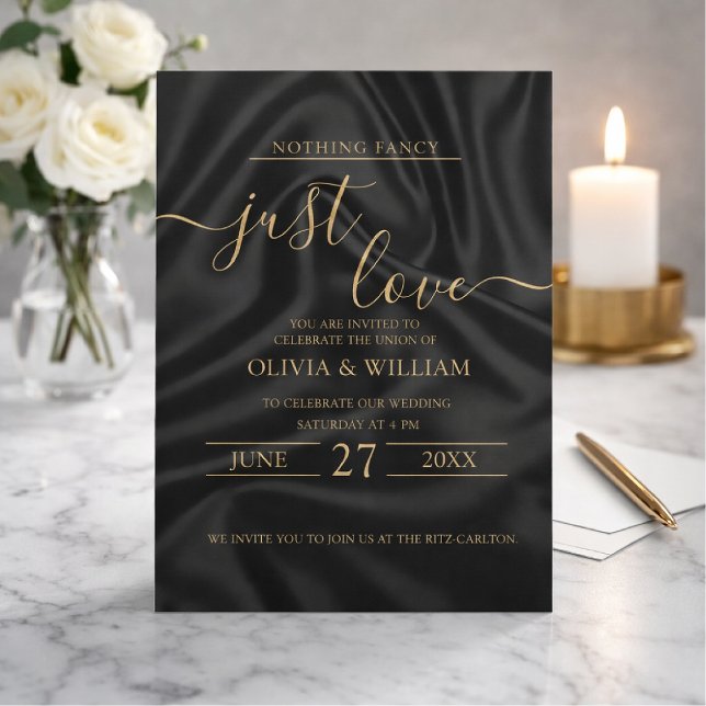 Black wedding invitation simple and elegant design inbjudningar (Skapare uppladdad)