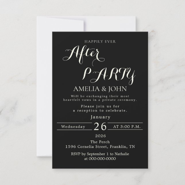 Black wedding invitation tack kort (Framsida)