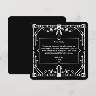 Black Wedding Thank You Card Tack Kort
