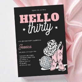 Black Western Disco Cowgirl 30th Birthday Party Inbjudningar