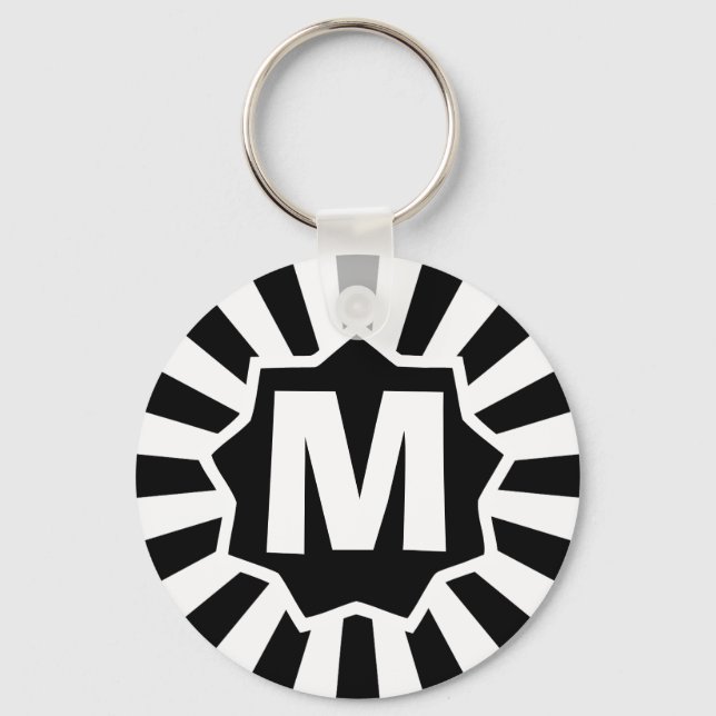 Black Wham Bam Monogrammed Nyckelring (Framsida)