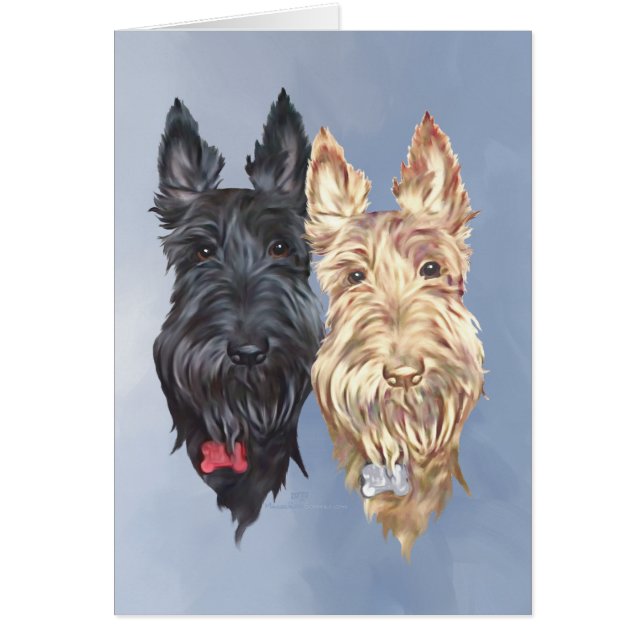 Black & Wheaten Scottish Terriers Hälsningskort (Framsidan)