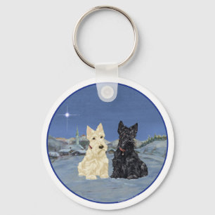 Black & Wheaten Scottish Terriers Winter Nyckelring