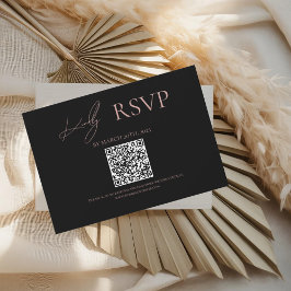 Black Where Forever Begins Blush Wedding RSVP Card OSA Kort