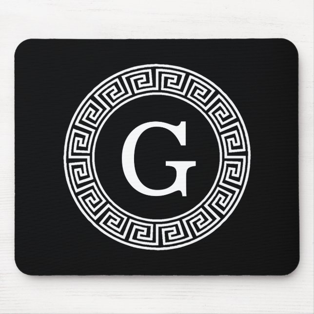 Black Whet Grekiska Nyckel Rnd Ram Initial Monogra Musmatta (Framsidan)