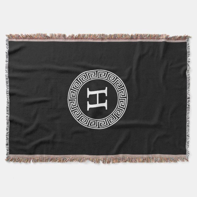 Black Whet Grekiska Nyckel Rnd Ram Initial Monogra Mysfilt (Framsidan)