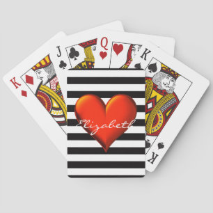 Black Whet Horiz Rand Red Metallic Heart Monogram Kortlek