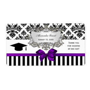 Black Whet Rand Damask Lila Vatten etikett Grad Fraktsedel