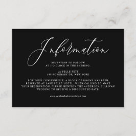 Black Whimsical Calligraphy Bröllop Information Tilläggskort