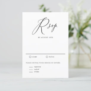 Black Whimsical Calligraphy Bröllop OSA Kort