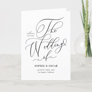 Black Whimsical Calligraphy Bröllop Program