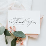 Black Whimsical Calligraphy Bröllop Tack Kort<br><div class="desc">Skicka tack med det här bröllop-kortet för anpassade. Den har visuell kalligrafi och klassisk typografi. Anpassa genom att lägga till information. Tack vare detta kort i elegant bröllop kommer ni också att bli perfekt som ett pars kontorsställe och mer.</div>