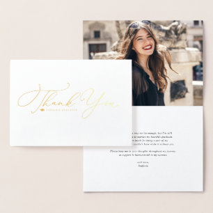 Black Whimsical Calligraphy Studenten Tack Folierat Kort