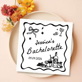 Black Whimsical Cocktail Bachelorette Party Pappersservett