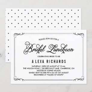 Black Whimsical Gräns Möhippa Luncheon-inbjudan Inbjudningar
