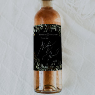 Black Whimsical Grey Matron of Honor Frieri Vinflaska Etikett