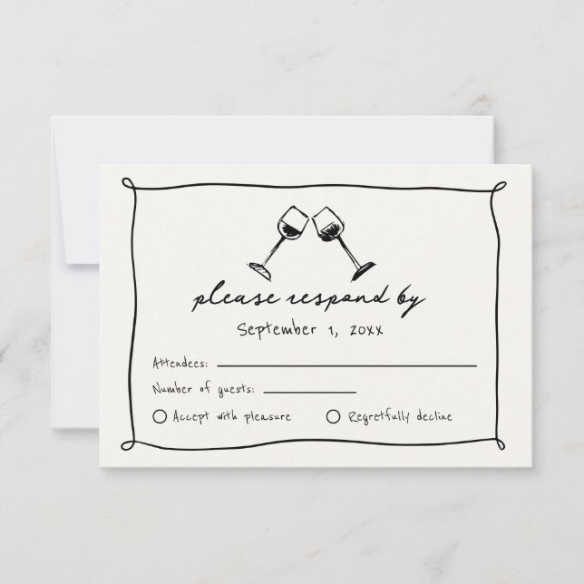 Black Whimsical Hand plockade Vineyard Bröllop OSA Kort (Framsida)