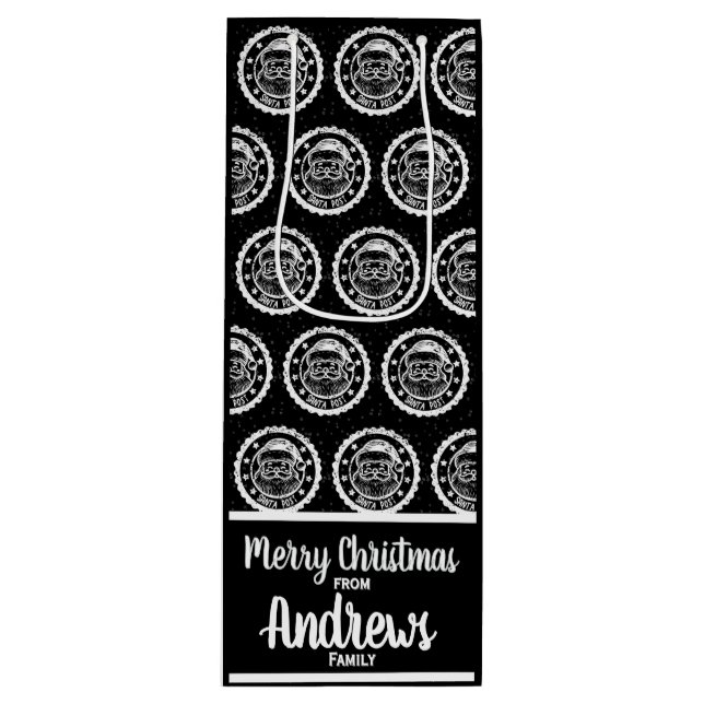 Black Whimsical Santa postage stamp  (Framsidan)