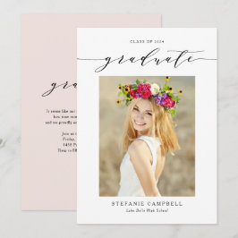 Black Whimsical Script 2023 Photo Studenten Inbjudningar