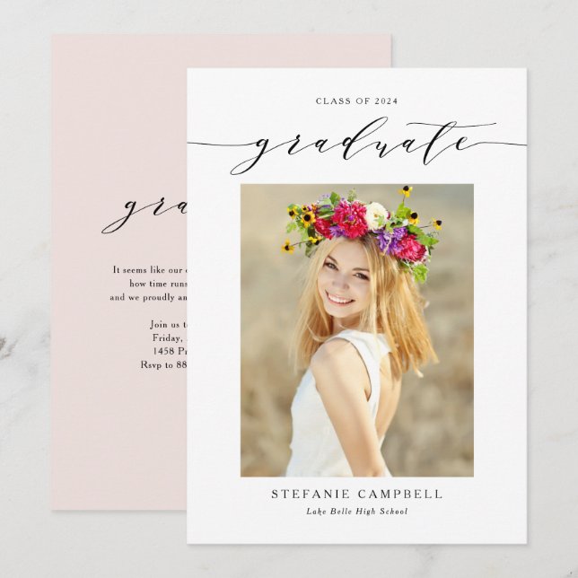 Black Whimsical Script 2025 Photo Studenten Meddelande (Fram/baksida)