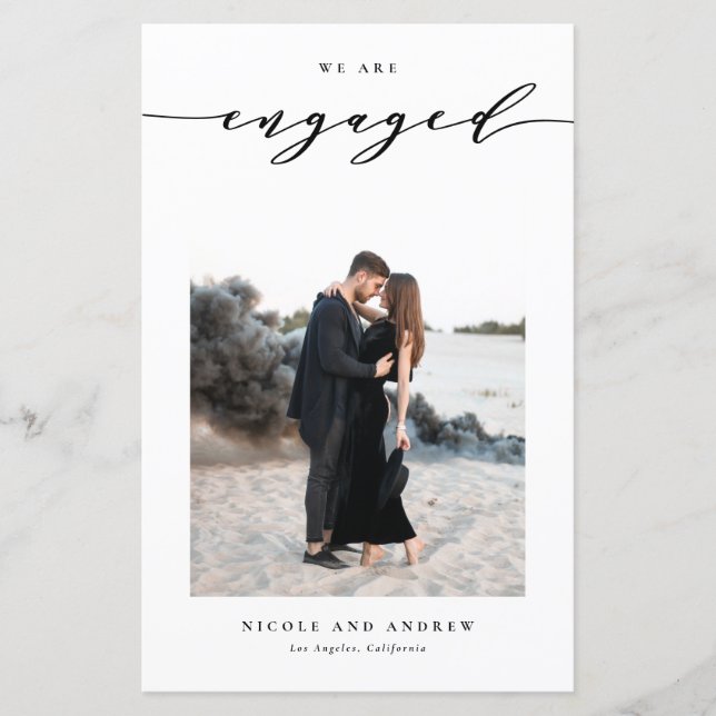 Black Whimsical Script Engagement Announcement (Framsida)