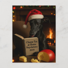 Black Whippet 'Cheese Tax' Christmas postcard  Vykort