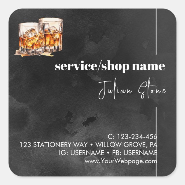 Black whiskey fyrkantigt klistermärke (Framsida)