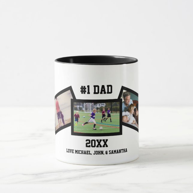 Black White #1 Pappa 3 Photo Fars dag Mugg (Center)