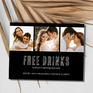 Black White 3 Photo Bröllop spara datum Meddelande Vykort