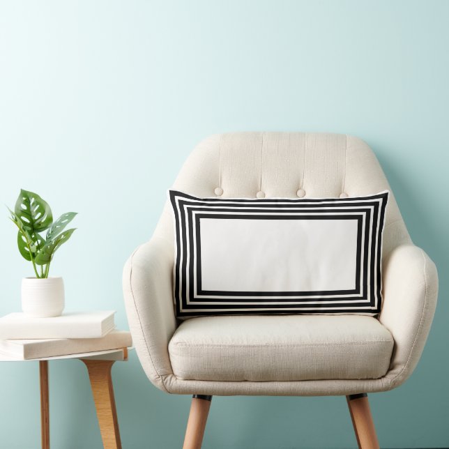 Black & White Abstract Geometrical  Lumbarkudde (Stol)