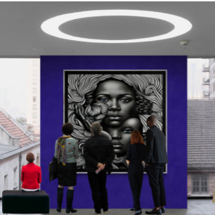 Black & White Abstrakt African American Women Poster