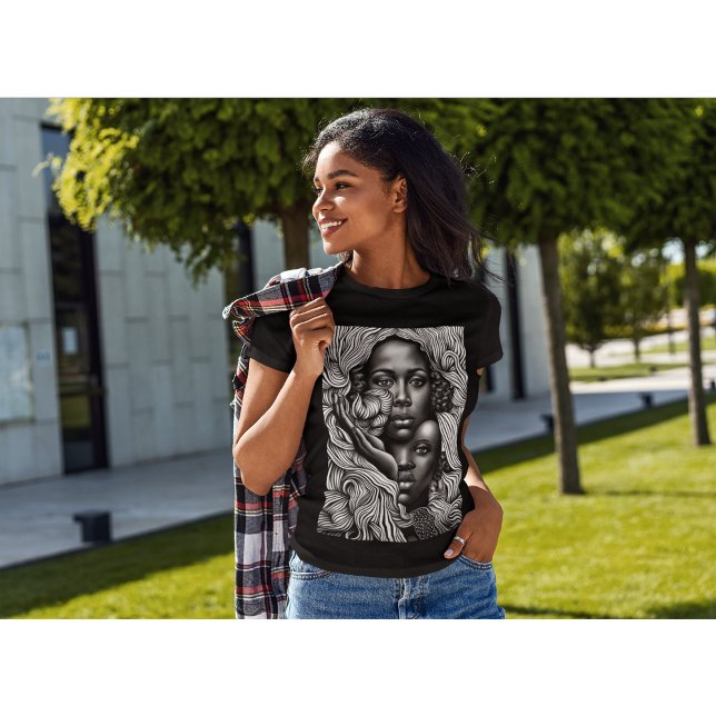 Black & White Abstrakt African American Women T Shirt (Skapare uppladdad)