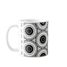 Black White Abstrakt Circle Mandala Mönster Mugg