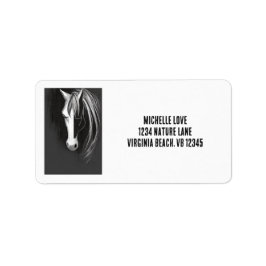 Black White Abstrakt Horse Adress Adressetikett