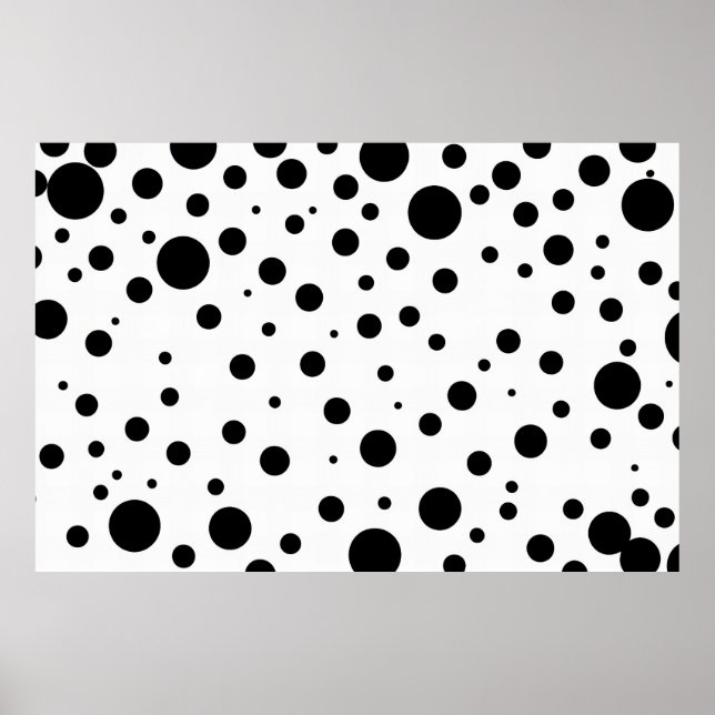 Black White Abstrakt Polka Dot Mönster Modern Poster (Framsidan)